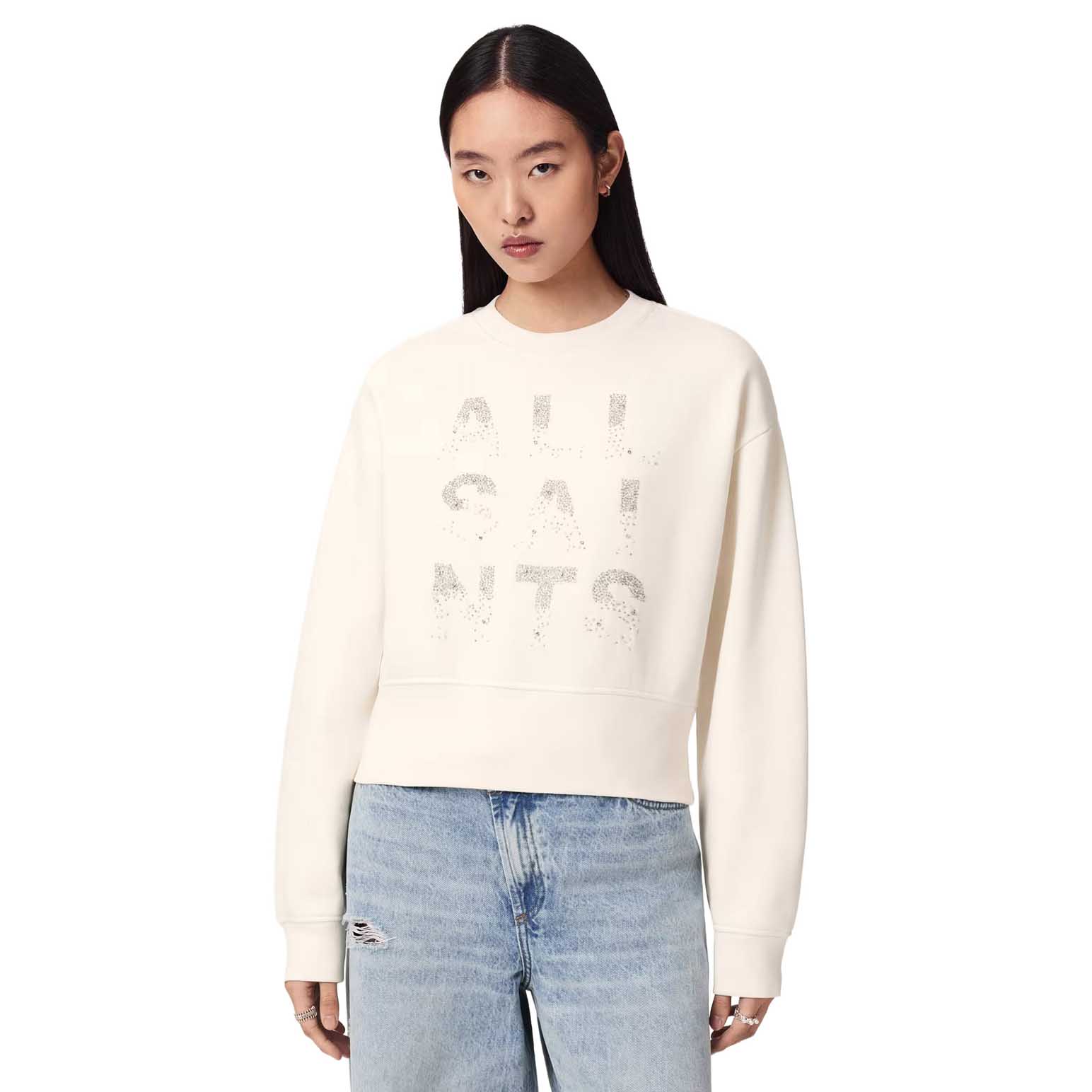 AllSaints Stacks Separo Embellished Cropped Sweatshirt